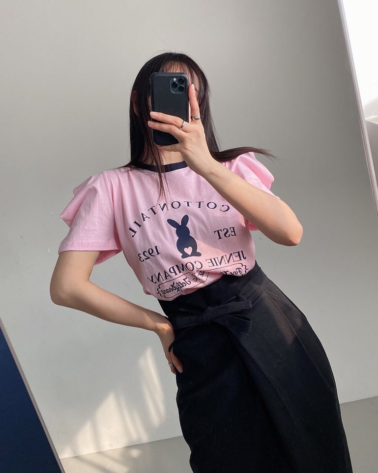JENNIE東大門代購女裝新品休閑推薦職業人氣真品25春夏T恤兔子JENNIE/VENEFITT恤