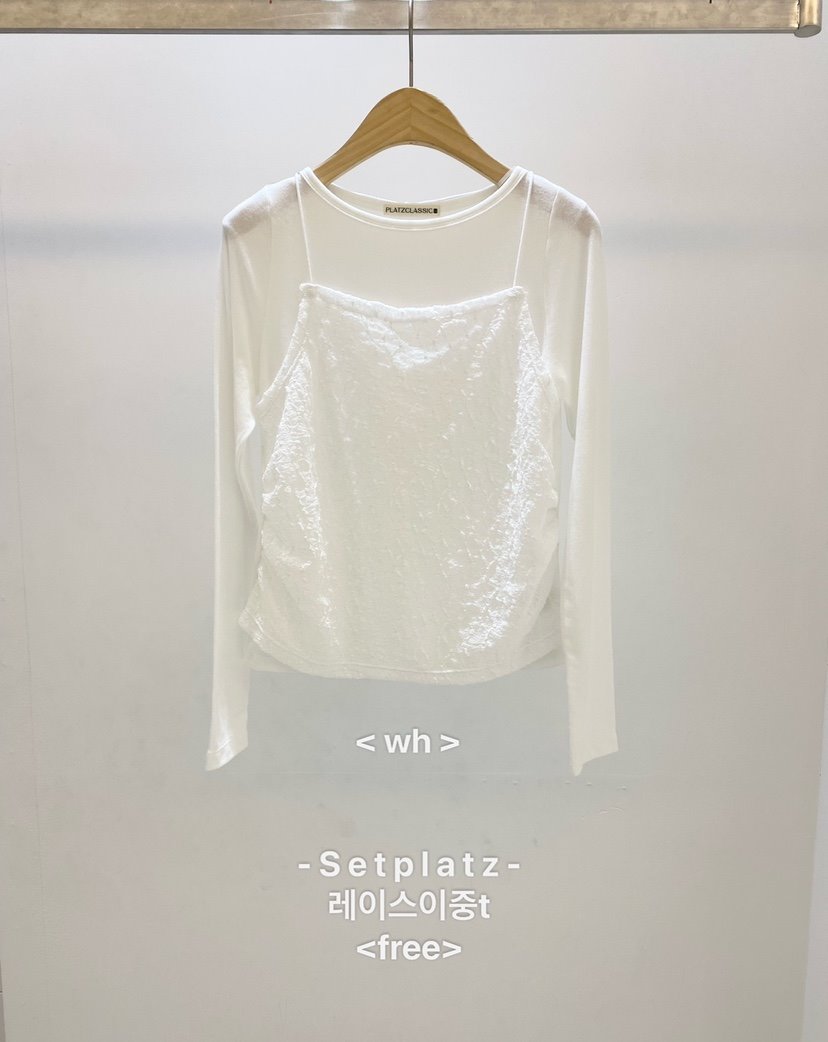 SETPLATZ東大門代購女裝新品人氣熱賣25春夏休閑長袖T恤假兩件PLATZCLASSIC長袖T恤