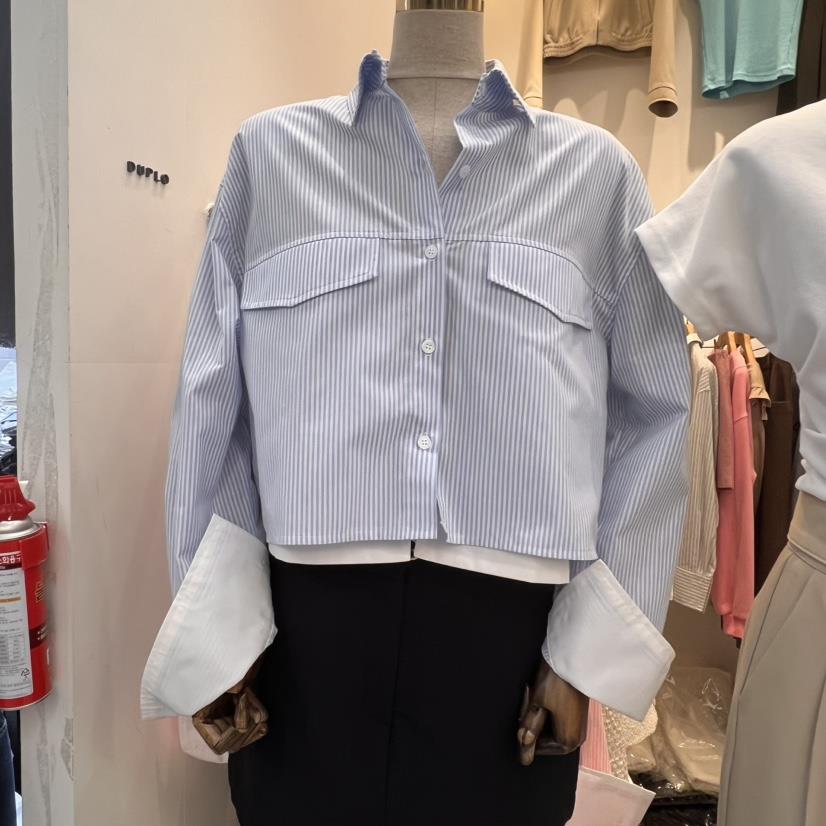 DUPLO韓國直郵㊣女裝新款推薦人氣時尚熱賣休閑職業襯衫蕾絲衫DUPLO襯衫/蕾絲衫