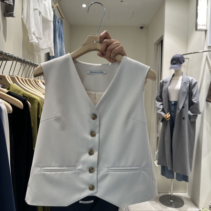 U-HA直郵韓國代購㊣女裝新品職業人氣休閑推薦25春夏馬甲套裝uha馬甲