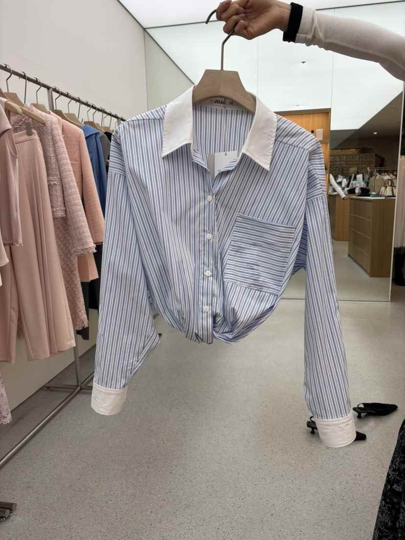 JUJU直郵韓國代購㊣女裝新品休閑熱賣人氣時尚25春夏襯衫蕾絲衫JUJU襯衫/蕾絲衫