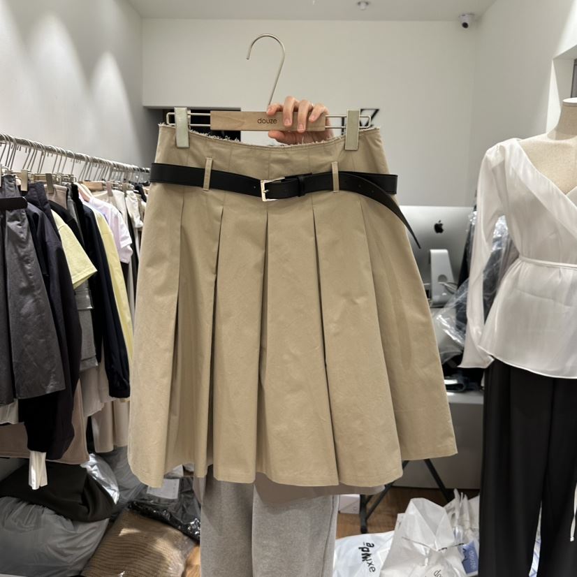 DOUZE直郵韓國代購㊣女裝新品25春夏職業推薦休閑短裙含腰帶DOUZE短裙