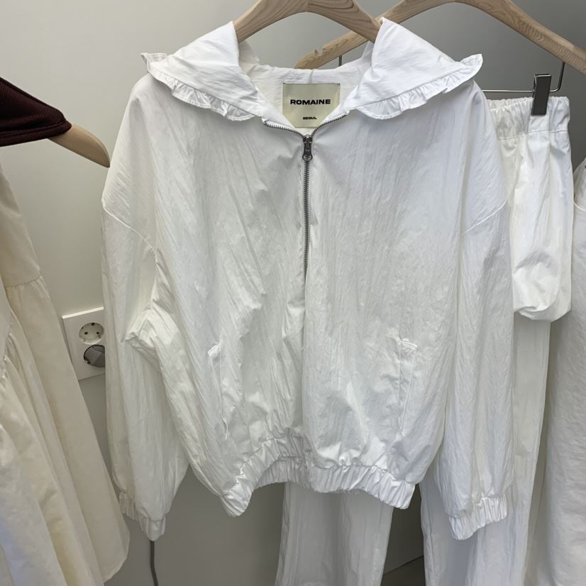 ROMAINE直郵韓國代購㊣女裝新品25春夏人氣職業夾克荷葉邊連帽ROMAINE夾克