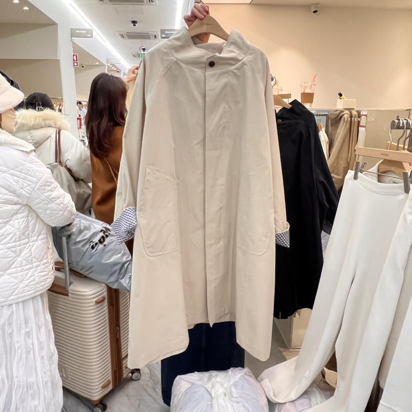 AFTERGLOW直郵韓國代購㊣女裝新品熱賣25春夏人氣長款風衣格紋AFTERGLOW長款風衣