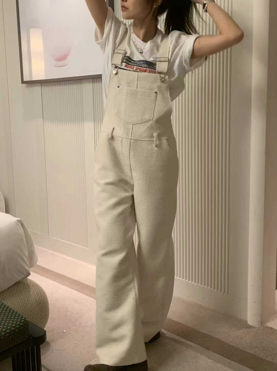 ONDA直郵韓國代購㊣女裝新品熱賣25春夏背帶褲工裝褲粗花呢ONDA背帶褲