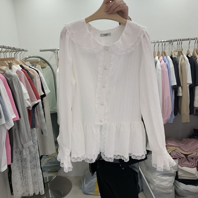 LELEN韓國直郵㊣東大門實拍女裝新品時尚職業25春夏襯衫蕾絲衫LELEN襯衫/蕾絲衫