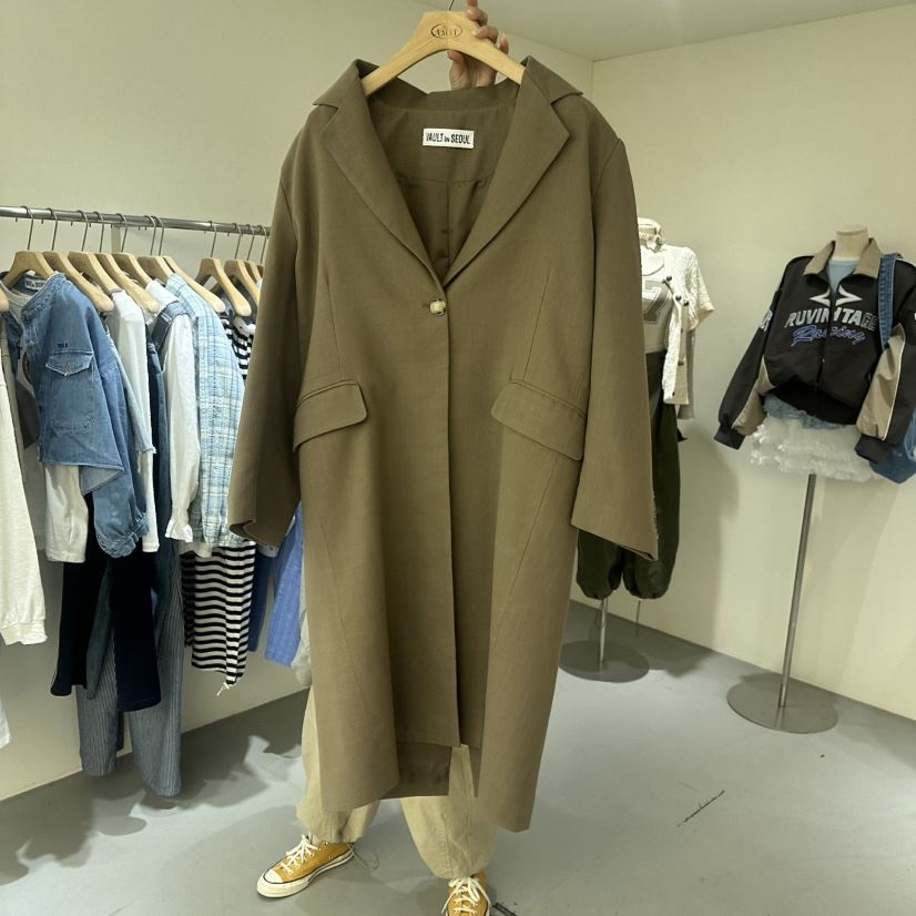VAULT韓國直郵㊣女裝新品職業熱賣25春夏時尚休閑中長款大衣VAULT中長款大衣
