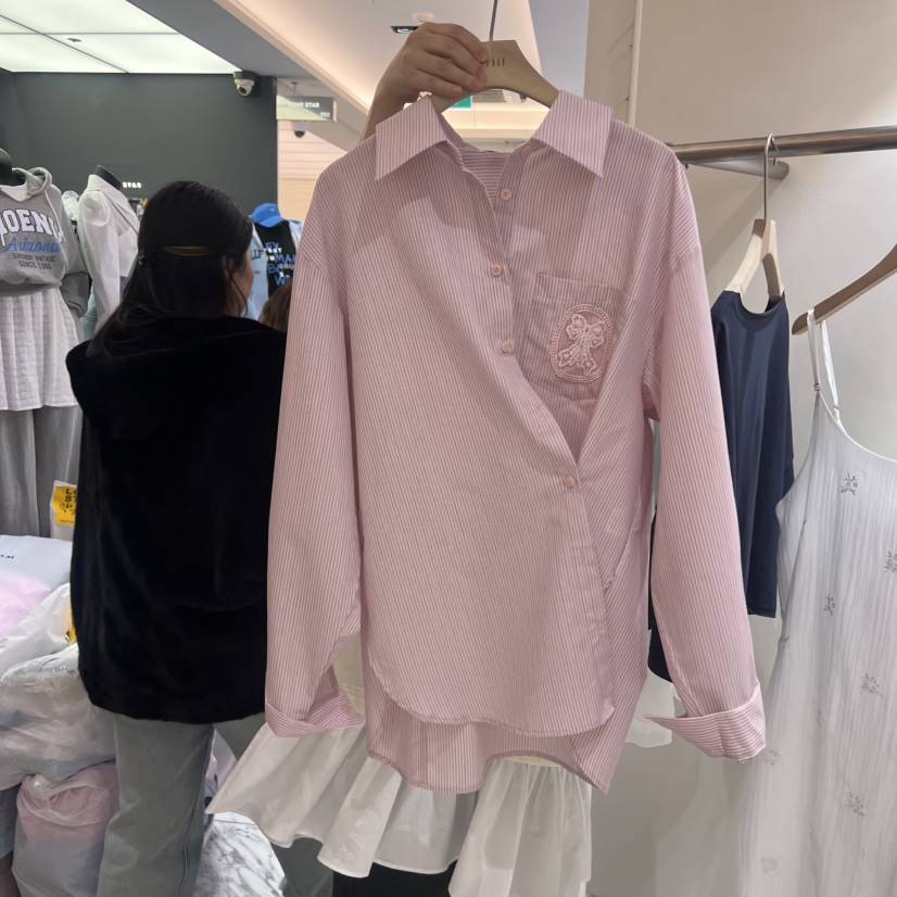 FRILL韓國直郵㊣女裝新款休閑推薦人氣時尚職業熱賣襯衫蕾絲衫FRILL襯衫/蕾絲衫