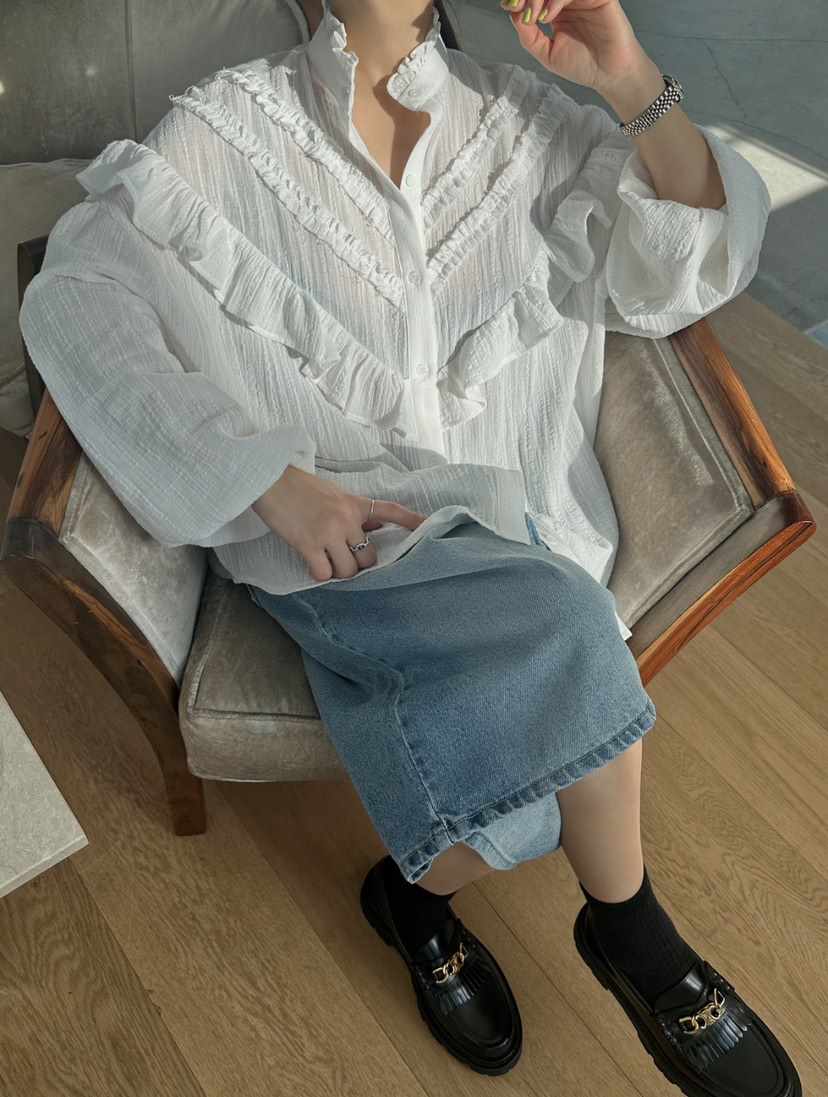 BYRING東大門代購女士新款25春夏推薦真品休閑時尚襯衫蕾絲衫BYRING襯衫/蕾絲衫