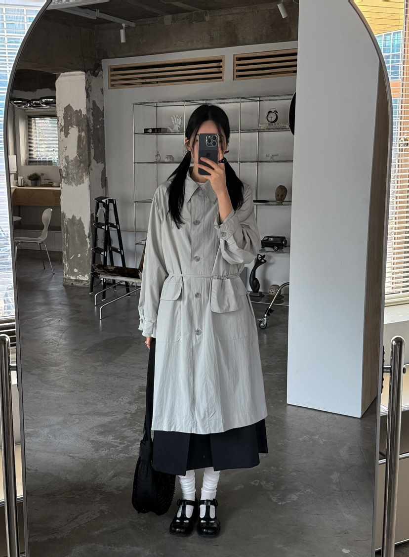 JADEMARKET東大門實拍女裝新品人氣熱賣休閑職業真品長款風衣JADE MARKET長款風衣