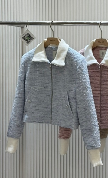 ON:UP東大門直郵女士新品25春夏職業人氣真品夾克粗花呢拉鏈ON:UP夾克