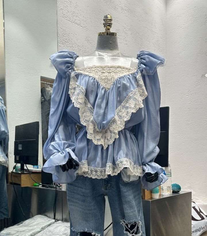 CHARLES THE SECOND韓國直郵㊣東大門實拍女裝新款人氣襯衫蕾絲衫CHARLES THE SECOND/CHEAP-CHIC襯衫/蕾絲衫