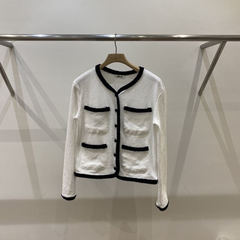 SILVER韓國㊣直郵東大門代購女裝新品25春夏針織衫毛圈布開衫SILVER針織衫