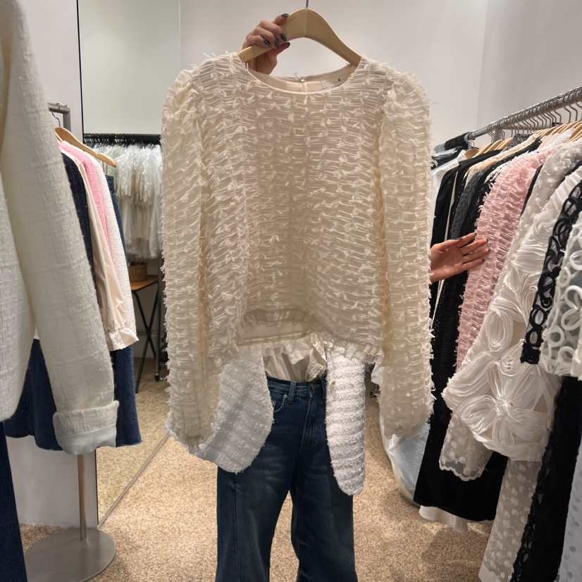 A直郵韓國代購㊣女裝新品時尚休閑熱賣職業推薦25春夏襯衫蕾絲衫A STORE襯衫/蕾絲衫