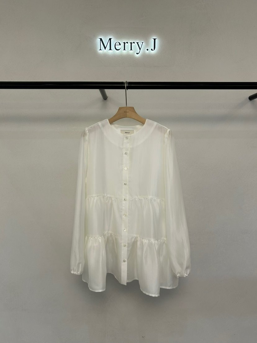 MERRY-J直郵韓國代購㊣女裝新品休閑人氣襯衫蕾絲衫歐根紗MERRY-J襯衫/蕾絲衫
