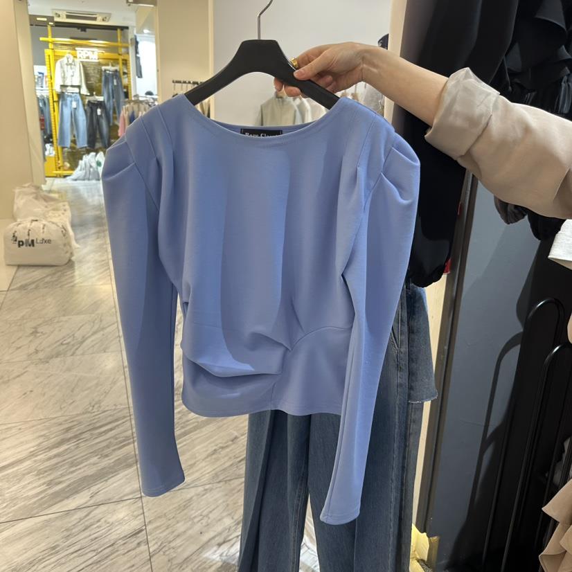 RARE CLOSET韓國直郵㊣女裝新款25春夏休閑職業長袖T恤褶皺RARE CLOSET長袖T恤