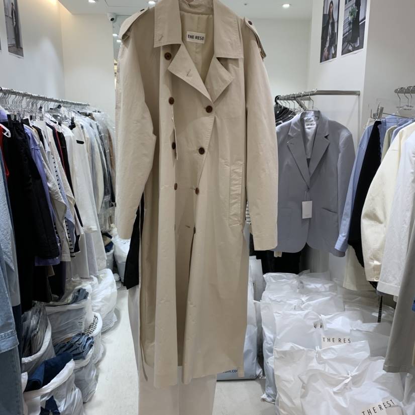 THE REST直郵韓國代購㊣女裝新品休閑職業25春夏長款風衣含腰帶THE REST/UNNOEUD長款風衣