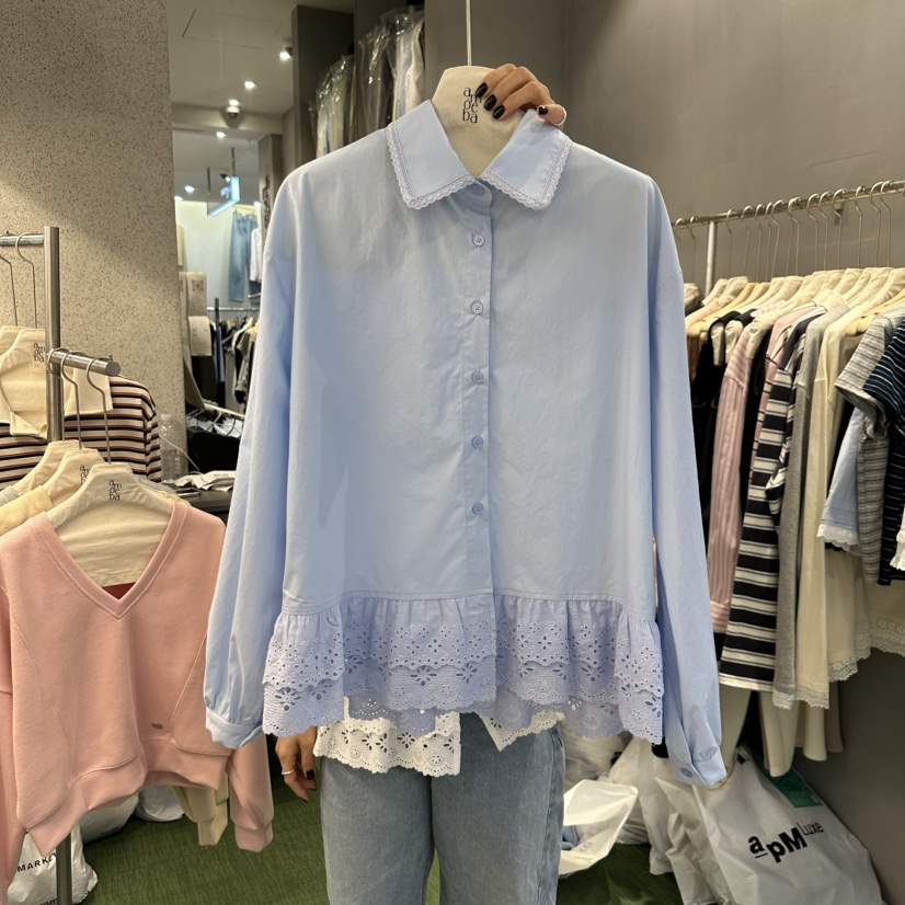 AMOEBA韓國直郵女士新品推薦職業時尚真品25春夏襯衫蕾絲衫AMOEBA襯衫/蕾絲衫