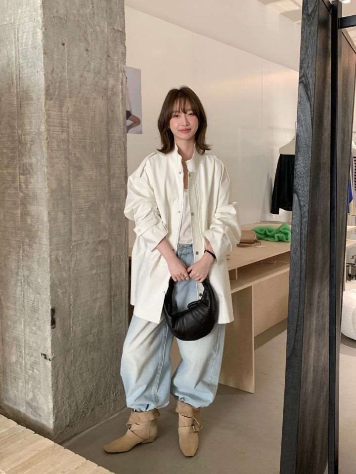 HER東大門實拍女裝新款時尚熱賣休閑職業25春夏長款風衣口袋HER長款風衣