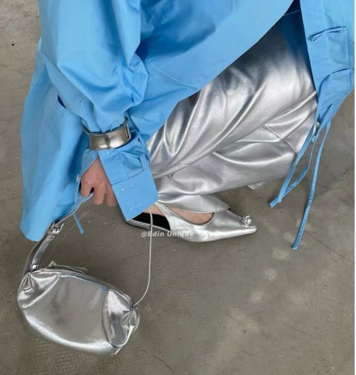 TROUVAILLE東大門代購女裝新款25春夏單肩斜跨包奶油色牛皮TROUVAILLE單肩/斜跨包