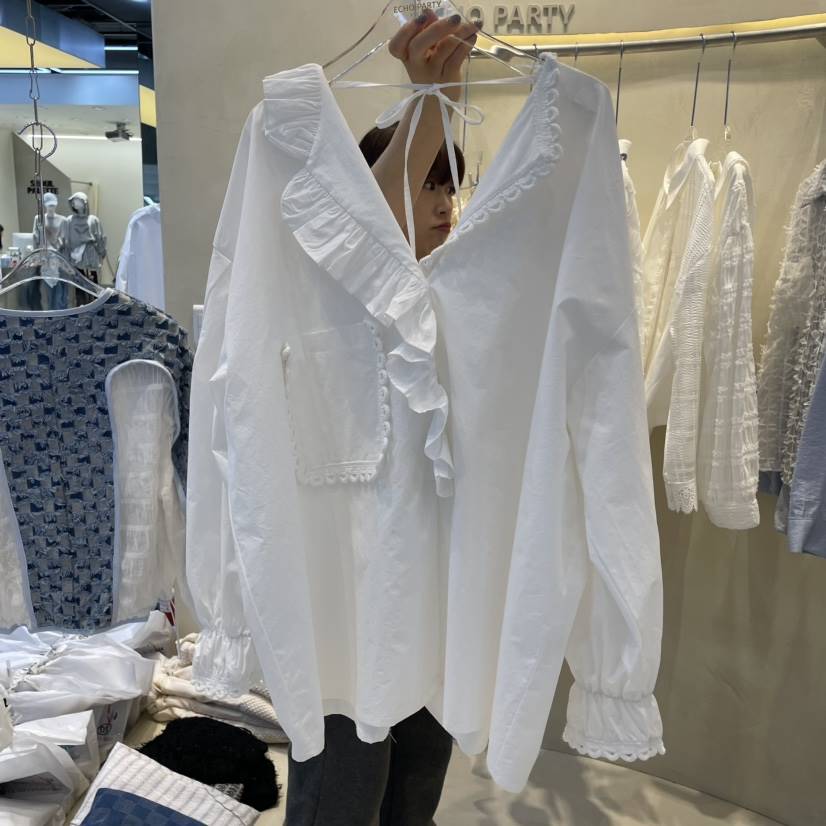 ECHOPARTY韓國代購女裝新品職業熱賣人氣真品25春夏襯衫蕾絲衫ECHOPARTY襯衫/蕾絲衫