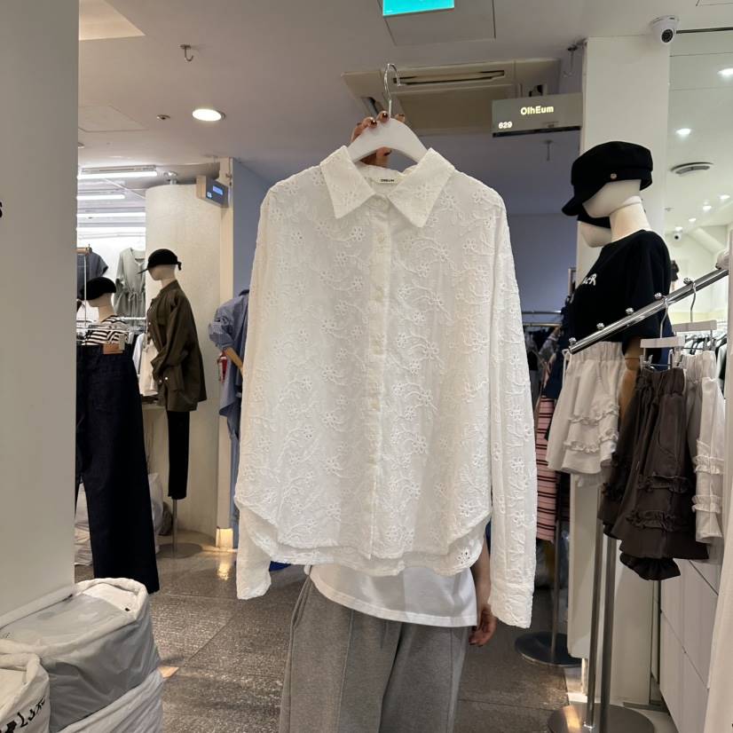 OREUM韓國直郵㊣女裝新款推薦時尚休閑熱賣25春夏襯衫蕾絲衫OihEum襯衫/蕾絲衫