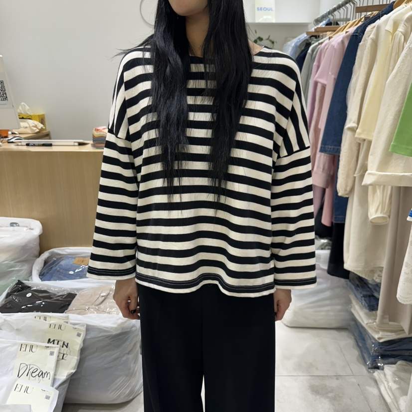 EN.U韓國直郵㊣女裝新款熱賣25春夏推薦休閑時尚職業長袖T恤EN.U長袖T恤