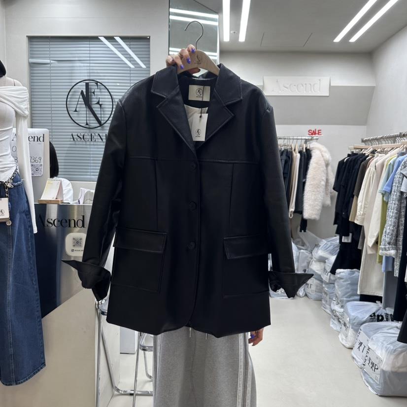 ASCEND直郵韓國代購㊣女裝新品休閑25春夏時尚職業夾克皮革ASCEND夾克