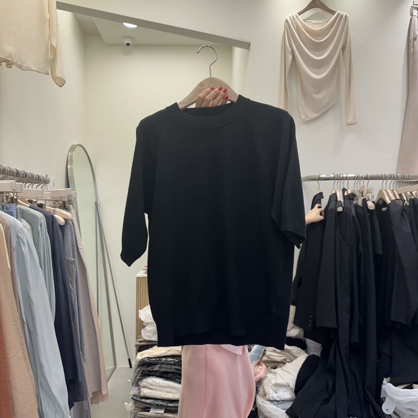 THE LOW韓國直郵㊣東大門實拍女裝新品休閑熱賣25春夏T恤奶油色THE LOWT恤