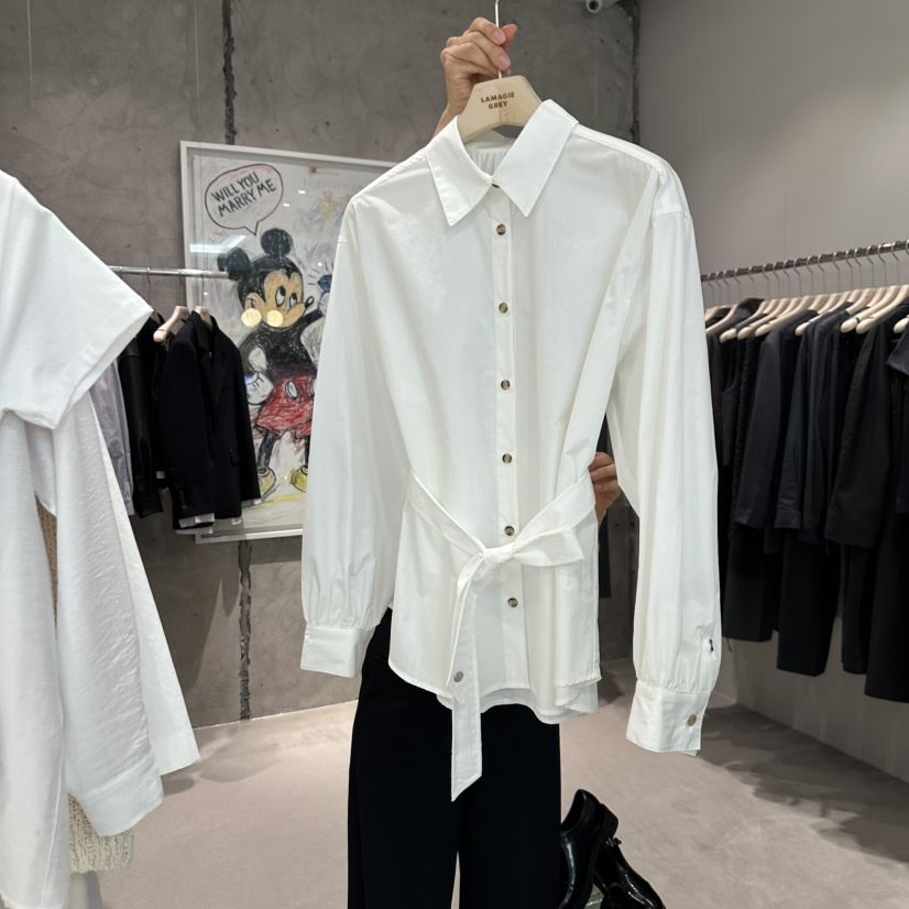 LAMAGIEPIE韓國直郵女士新款休閑25春夏時尚真品襯衫蕾絲衫LAMAGIE GREY襯衫/蕾絲衫