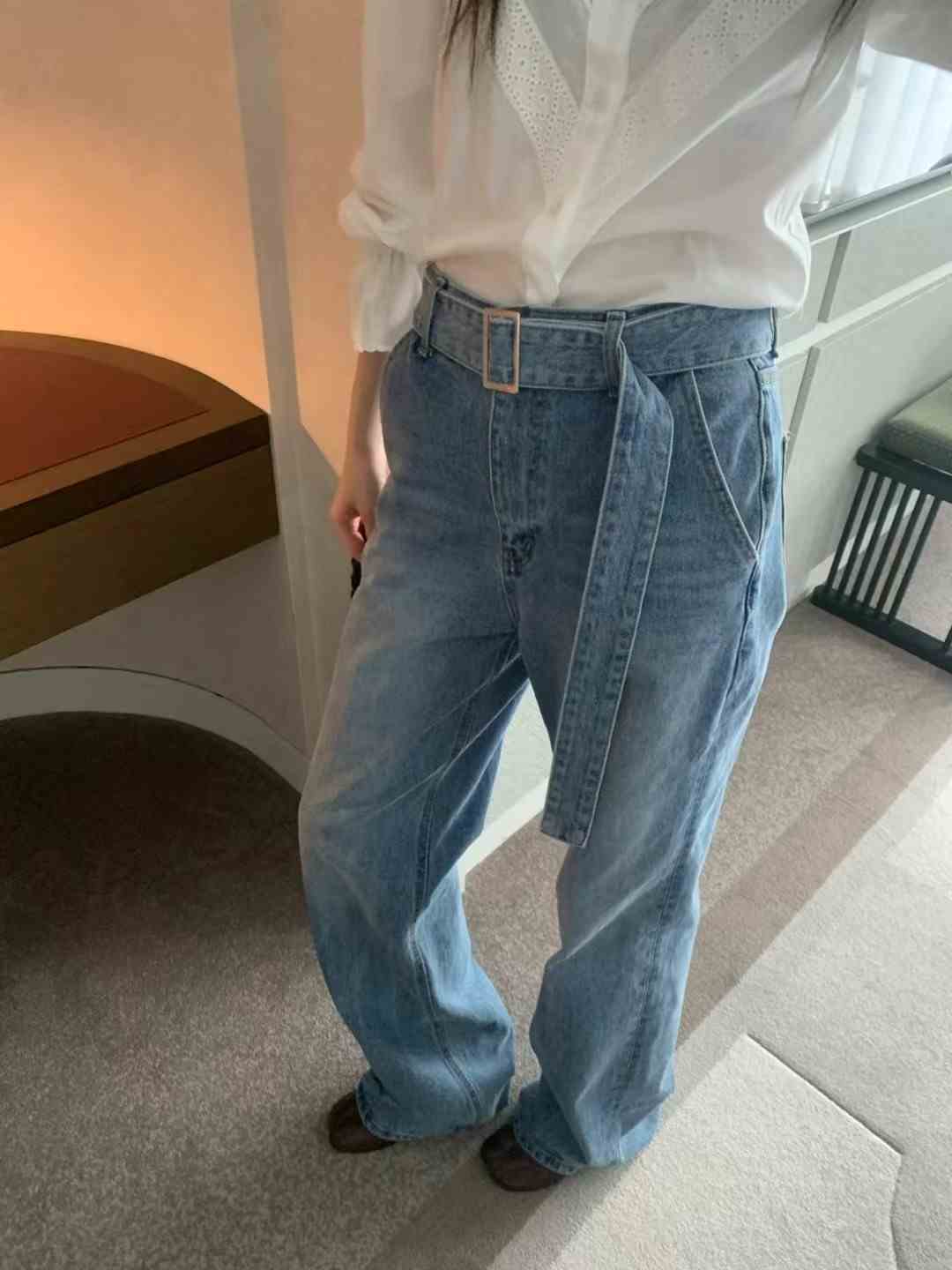 ONDA直郵韓國代購㊣女裝新款熱賣25春夏休閑時尚牛仔褲含腰帶ONDA牛仔褲