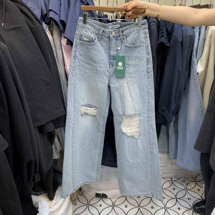 BAMBOLINA直郵韓國代購㊣女裝新款熱賣時尚休閑推薦人氣牛仔褲BAMBOLINA牛仔褲