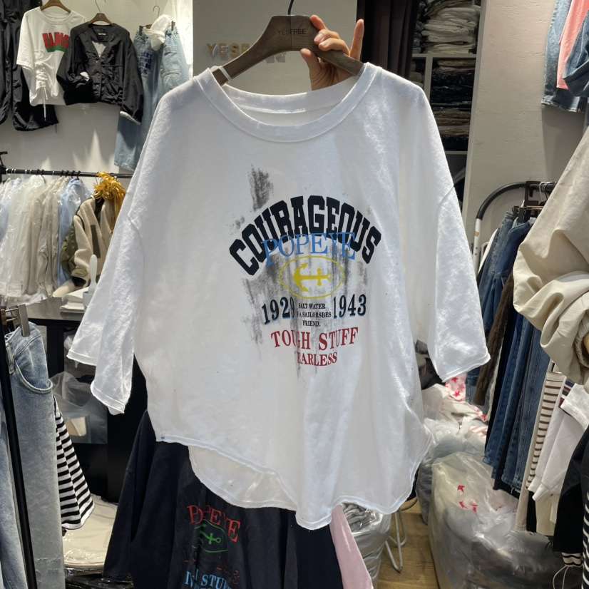 YESFREE韓國直郵㊣東大門實拍女裝新品推薦休閑時尚T恤復古YESFREET恤