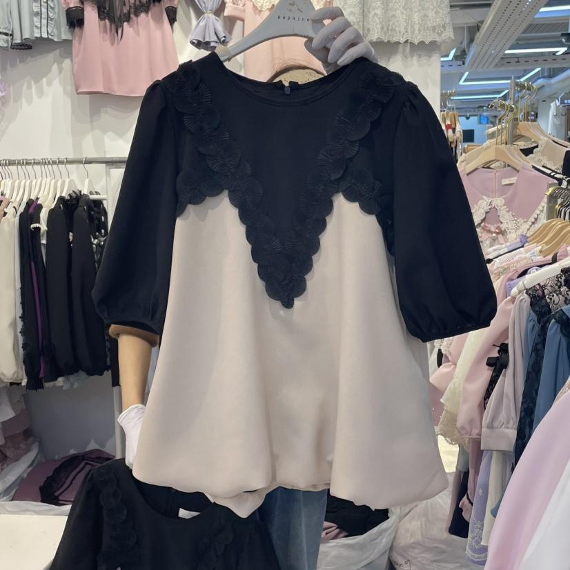 PAPA韓國㊣直郵東大門代購女裝新款時尚休閑職業襯衫蕾絲衫PAPA襯衫/蕾絲衫
