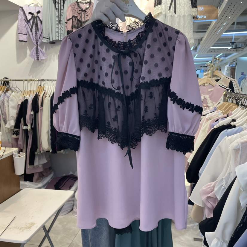 PAPA直郵韓國代購㊣女裝新品時尚休閑職業熱賣25春夏襯衫蕾絲衫PAPA襯衫/蕾絲衫