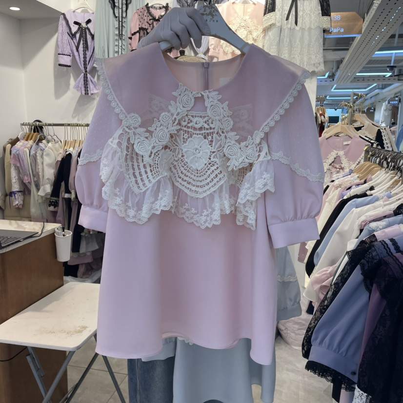 PAPA韓國直郵㊣東大門實拍女裝新款職業熱賣時尚襯衫蕾絲衫PAPA襯衫/蕾絲衫