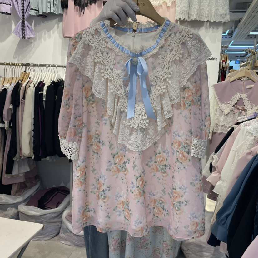 PAPA韓國直郵女士新品熱賣職業人氣休閑25春夏推薦襯衫蕾絲衫PAPA襯衫/蕾絲衫