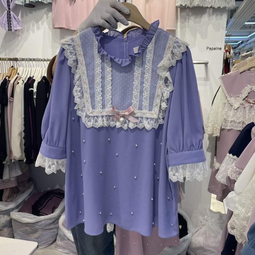 PAPA韓國直郵女裝新品時尚職業真品休閑25春夏熱賣襯衫蕾絲衫PAPA襯衫/蕾絲衫