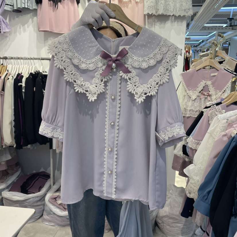 PAPA韓國代購女裝新品25春夏職業時尚休閑推薦人氣襯衫蕾絲衫PAPA襯衫/蕾絲衫