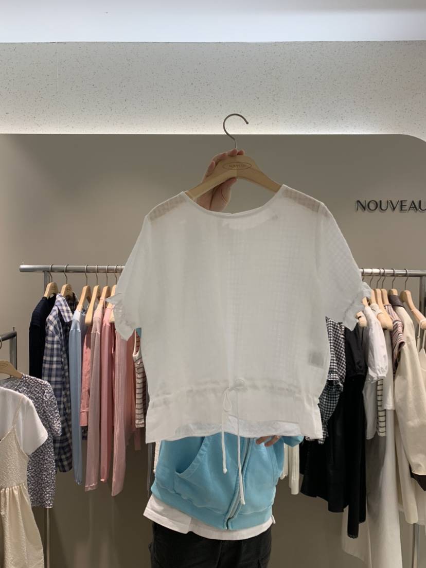 NOUVEAU東大門實拍女裝新品人氣推薦時尚25春夏襯衫蕾絲衫格紋NOUVEAU襯衫/蕾絲衫