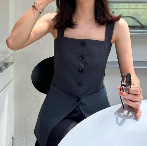 AWESOME-L東大門代購女士新款真品推薦人氣熱賣25春夏馬甲亞麻AWESOME-L馬甲
