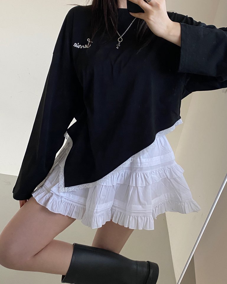 JENNIE韓國直郵女士新品人氣休閑熱賣真品25春夏職業長袖T恤JENNIE/VENEFIT長袖T恤