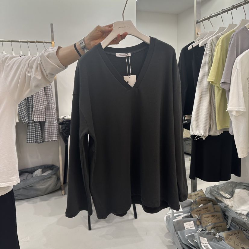 VISUAL SPACE韓國代購女士新品25春夏推薦職業長袖T恤套裝VISUAL SPACE長袖T恤