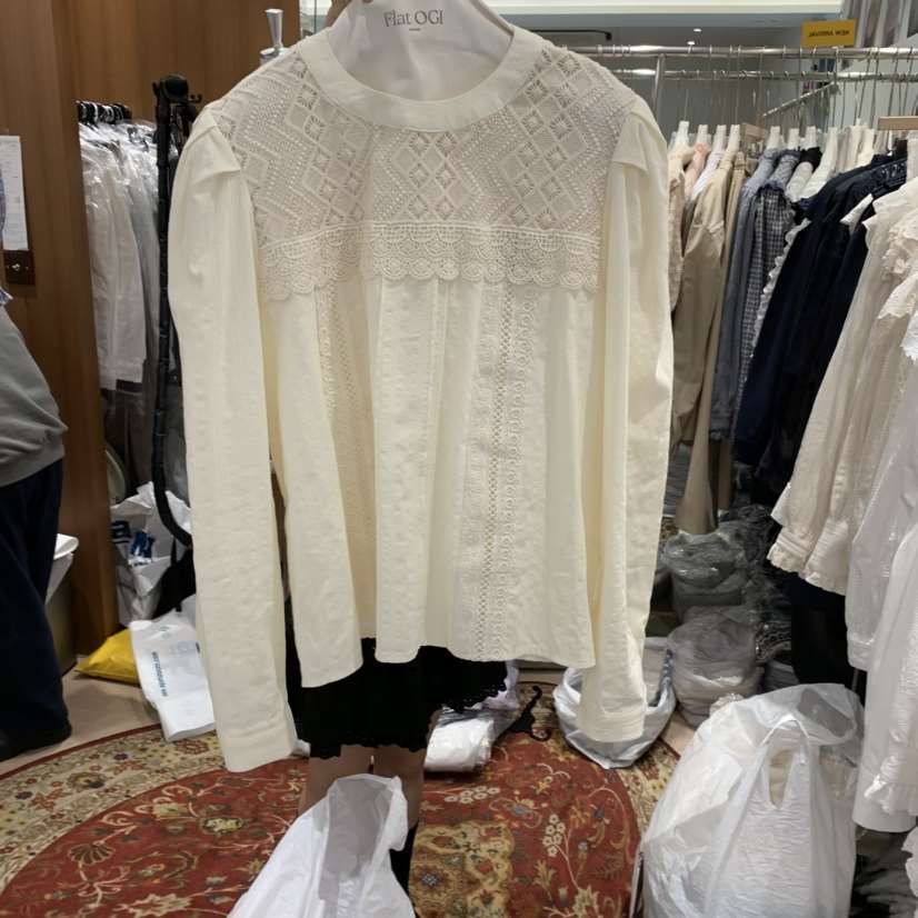 OGI韓國直郵女士新品熱賣時尚推薦休閑25春夏真品襯衫蕾絲衫FLat OGI襯衫/蕾絲衫