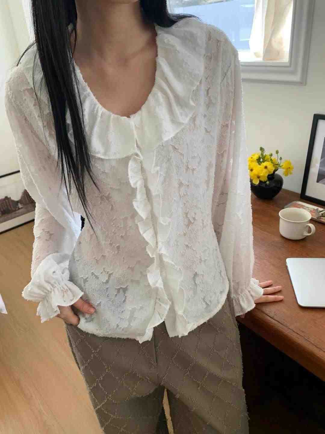 M.STORY韓國代購女士新品熱賣25春夏時尚真品推薦襯衫蕾絲衫M.STORY襯衫/蕾絲衫