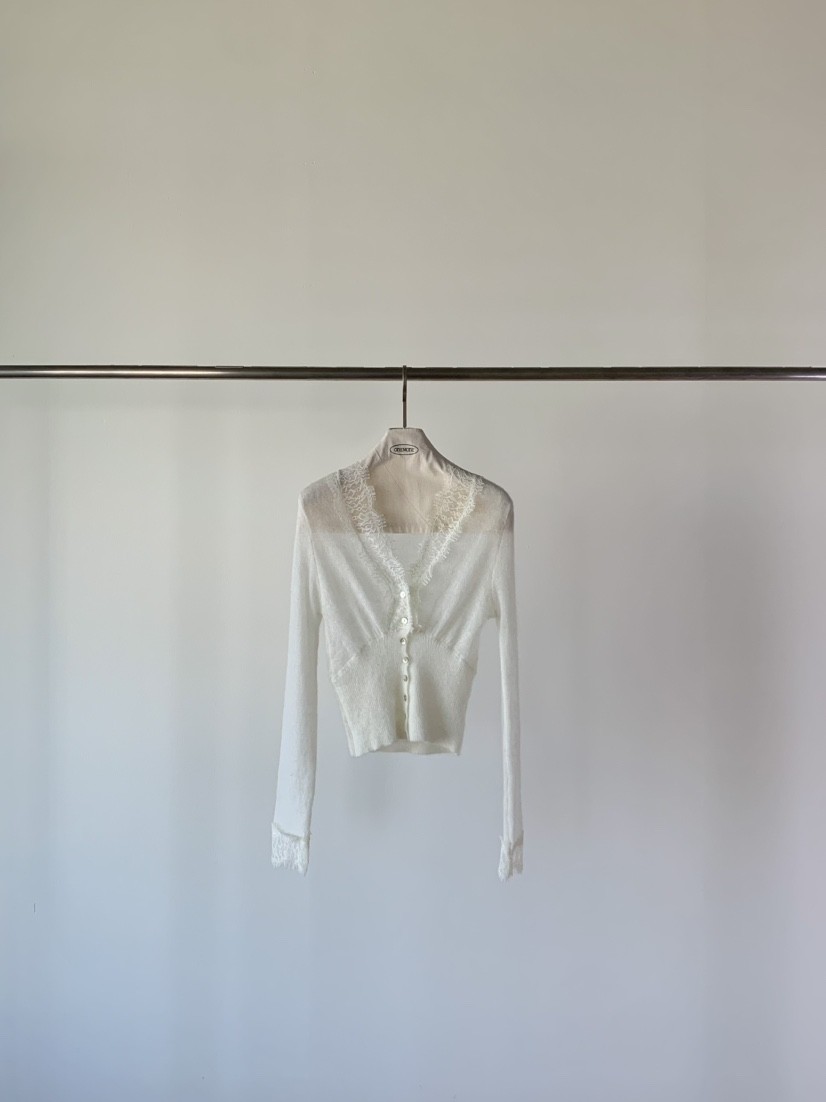 ONE MONE韓國㊣直郵東大門代購女裝新品25春夏針織衫馬海毛蕾絲ONE MONE針織衫