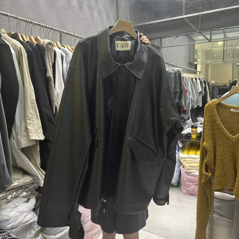 UOOV韓國直郵㊣東大門實拍女裝新品職業休閑時尚25春夏夾克皮革UOOV夾克
