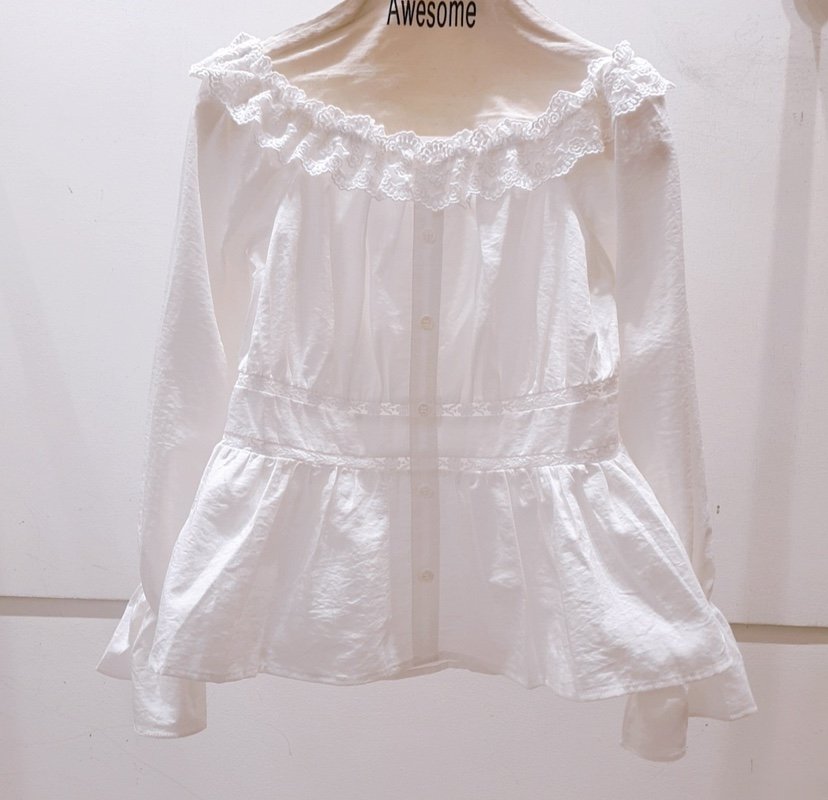 AWESOME-P東大門代購女裝新品真品熱賣25春夏襯衫蕾絲衫綁帶AWESOME-P襯衫/蕾絲衫