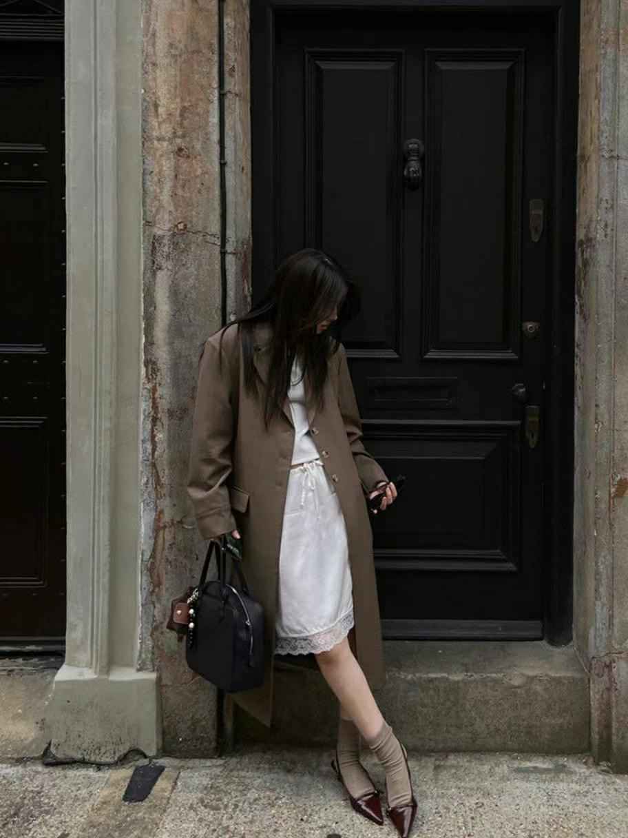 HONESTY-허니스티-T東大門代購女士新品職業人氣長款風衣HONESTY長款風衣