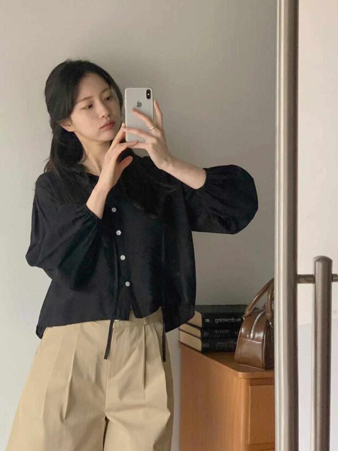 HONESTY-허니스티-T東大門直郵女士新品休閑襯衫蕾絲衫褶皺HONESTY襯衫/蕾絲衫
